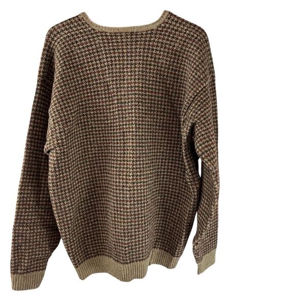 Vintage AKA Eddie Bauer 100% Lambswool Herringbone V-Neck Pullover Sweater XXL - Picture 2 of 4